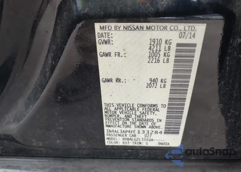 2015 Nissan Altima 2.5 S z USA, uszkodzony, nr VIN 1N4AL3AP4FC133284